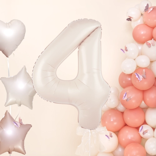 Folijski balon številka 4, krem barva, 100 cm