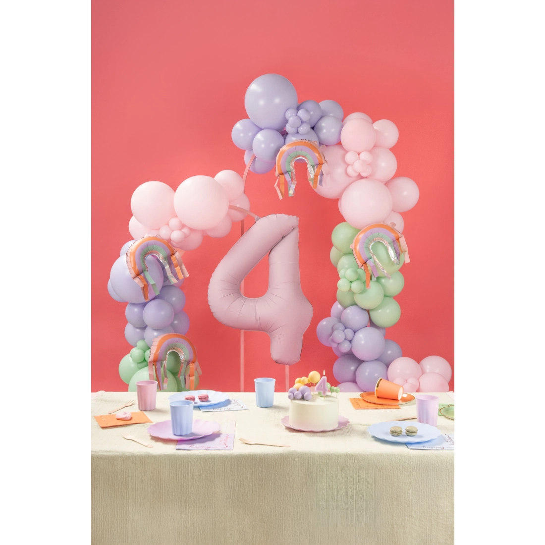 Fólia lufi szám 4, világos rózsaszín matt, 86 cm