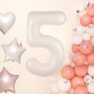 Folijski balon številka 5, kremne barve, 100 cm