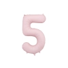 Számalakú fólia lufi 5, világos rózsaszín, 86 cm – matt, levegővel és héliummal is fújható