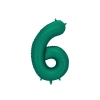 Balon din folie, cifra 6, verde sticlă, 86 cm, finisaj satinat