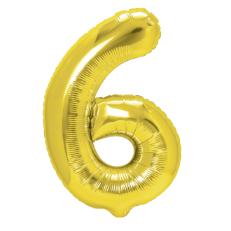 Arany fólia lufi 6-os szám, 40 cm