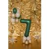 Balon folie cifră 7, verde sticlă, 86 cm – finisaj satinat