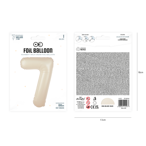 Krém színű fólia lufi – 7-es szám, 100 cm Krém színű fólia lufi – 7-es szám, 100 cm