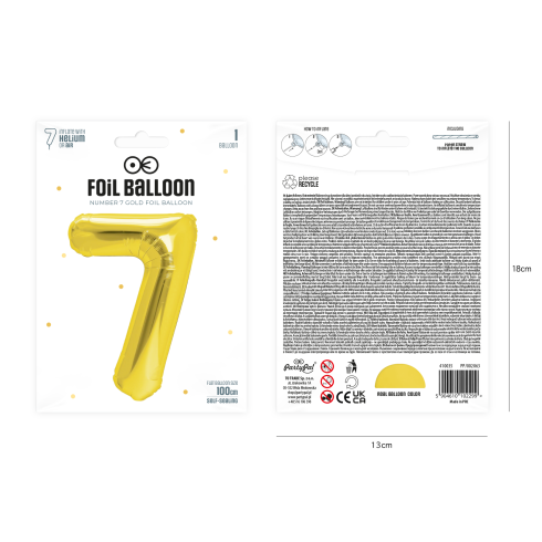 Arany fólia lufi 7-es szám, 100 cm Arany fólia lufi 7-es szám, 100 cm