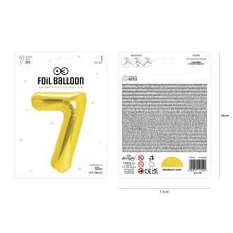 Fóliový balón číslo 7 zlatý 40 cm Fóliový balón číslo 7 zlatý 40 cm