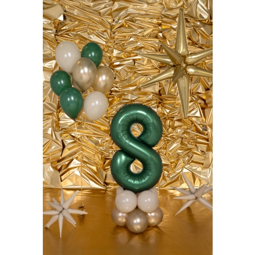 Fólia lufi 8-as szám, palackzöld, 86 cm – szatén hatású, ünneplésre