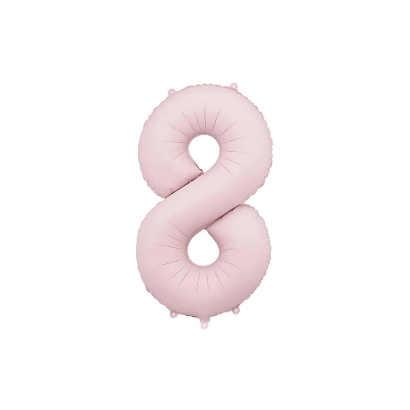 Balon folie cifră 8 roz deschis, 86 cm, pentru aer și heliu