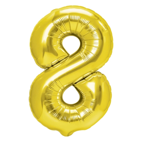 Zlatni folijski balon številka 8, 100 cm
