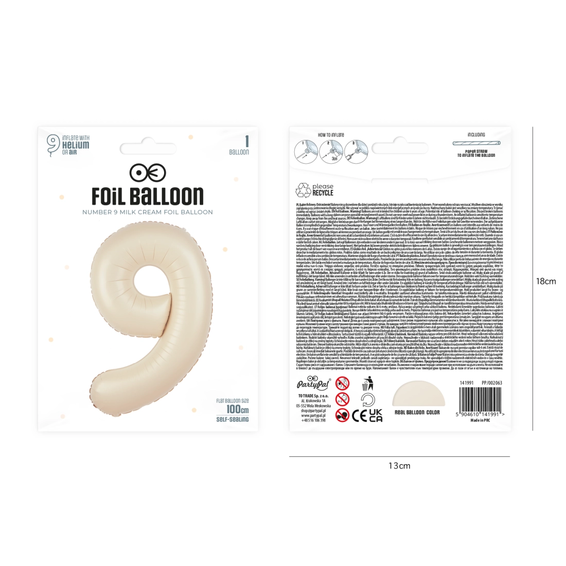 Fólia lufi 9-es szám krém színben, 100 cm