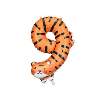Folijski balon številka 9 Tiger 64x87 cm