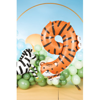 Folijski balon številka 9 Tiger 64x87 cm