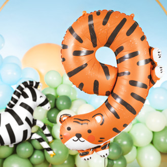 Folijski balon številka 9 Tiger 64x87 cm
