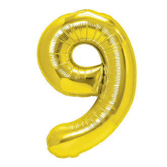 Folijski balon številka 9 zlata barva 100 cm