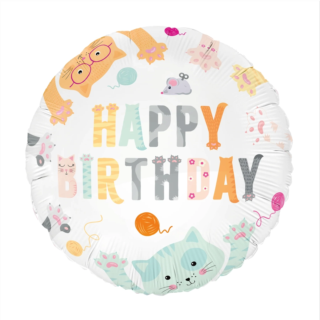 Fólia lufi Happy Birthday Cicák – 45 cm