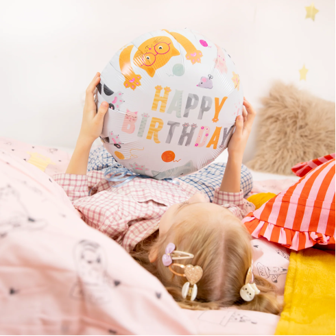 Fólia lufi Happy Birthday Cicák – 45 cm Fólia lufi Happy Birthday Cicák – 45 cm