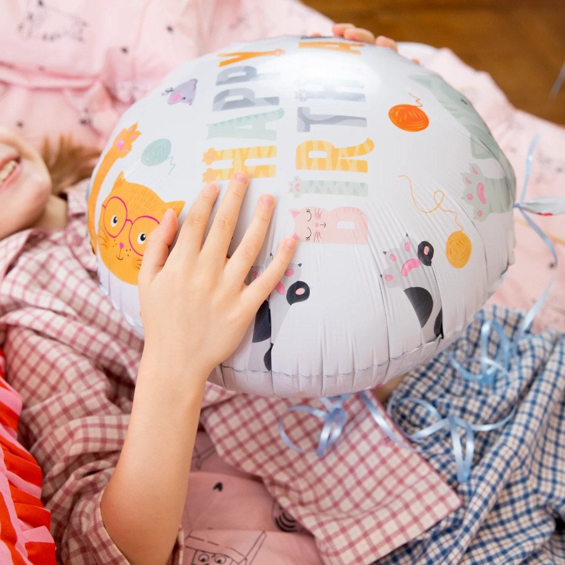 Fólia lufi Happy Birthday Cicák – 45 cm