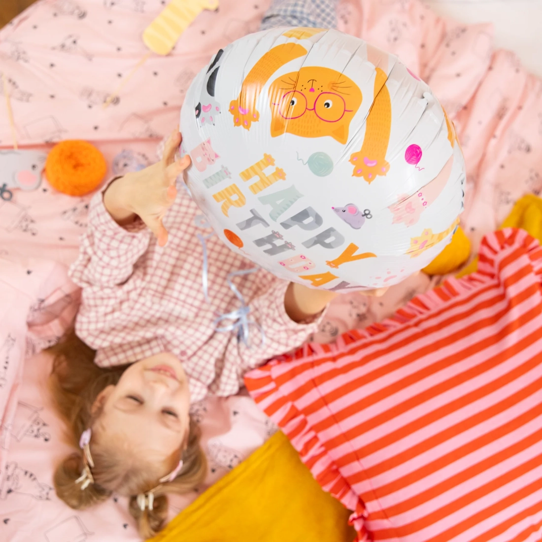 Fólia lufi Happy Birthday Cicák – 45 cm