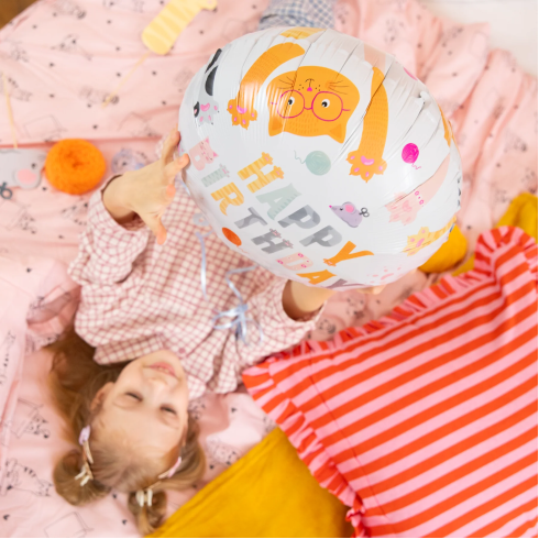 Fólia lufi Happy Birthday Cicák – 45 cm Fólia lufi Happy Birthday Cicák – 45 cm