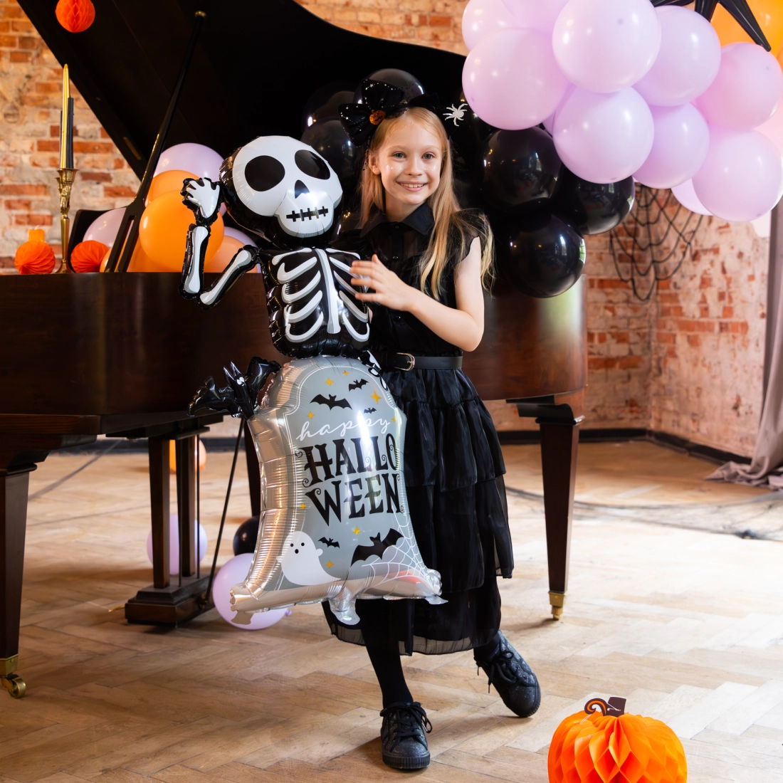 Fólia lufi Csontváz a sírkövön Halloween 58×120,5 cm