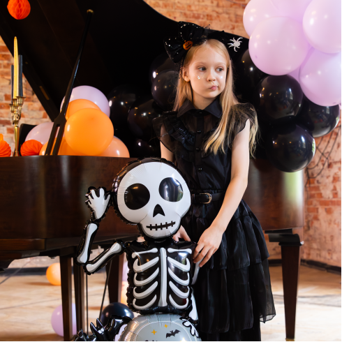 Fólia lufi Csontváz a sírkövön Halloween 58×120,5 cm Fólia lufi Csontváz a sírkövön Halloween 58×120,5 cm