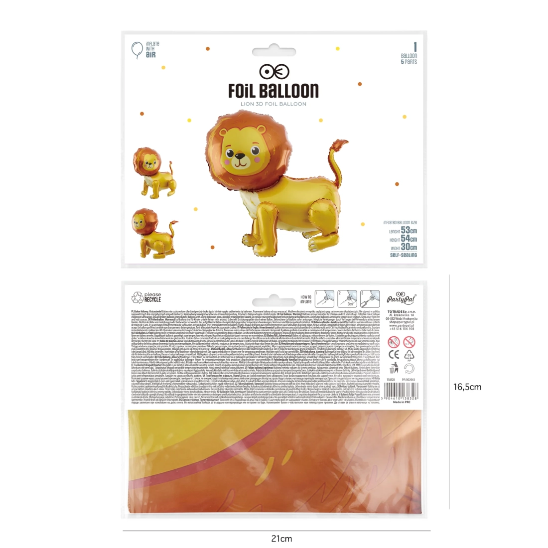 Balon din folie Leu, 53 x 54 cm