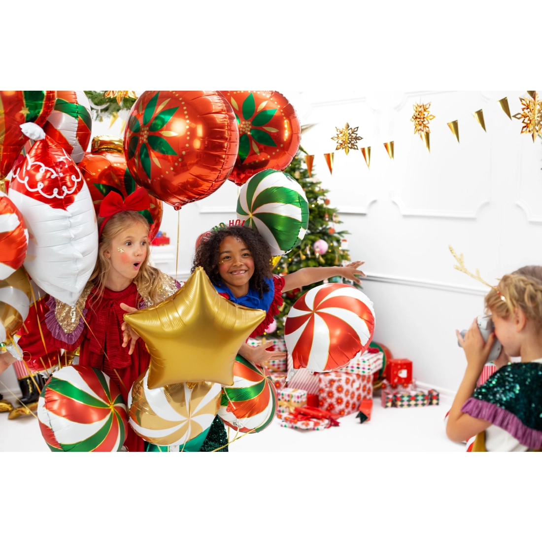 Balon folie Lollipop, mat, roșu-alb, 35 cm