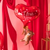 Balon folie Ursuleț cu inimă și inscripția I Love You 42 x 69 cm