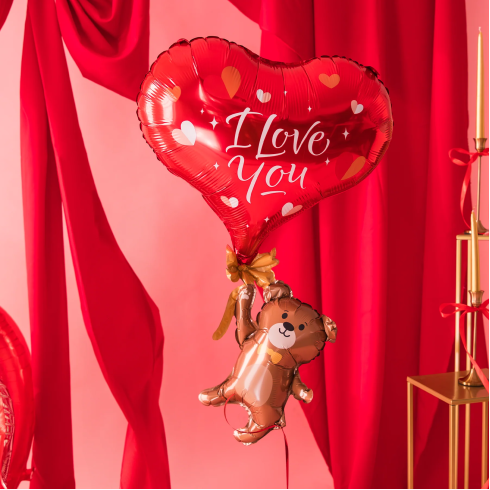 Fólia lufi Medve szívvel és “I Love You” felirattal, 42 x 69 cm Fólia lufi Medve szívvel és “I Love You” felirattal, 42 x 69 cm
