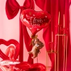 Balon folie Ursuleț cu inimă și inscripția I Love You 42 x 69 cm