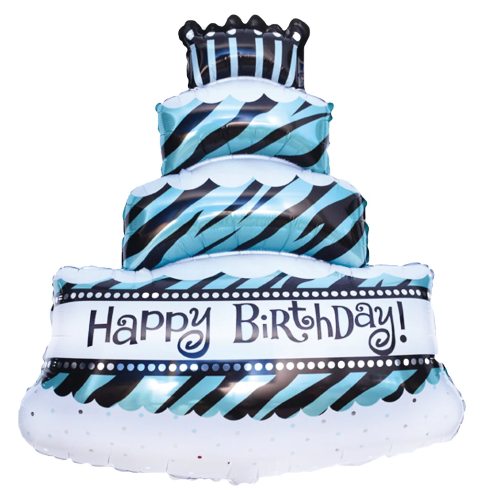 Fólia lufi Kék torta 69 x 98 cm – születésnapi dekoráció