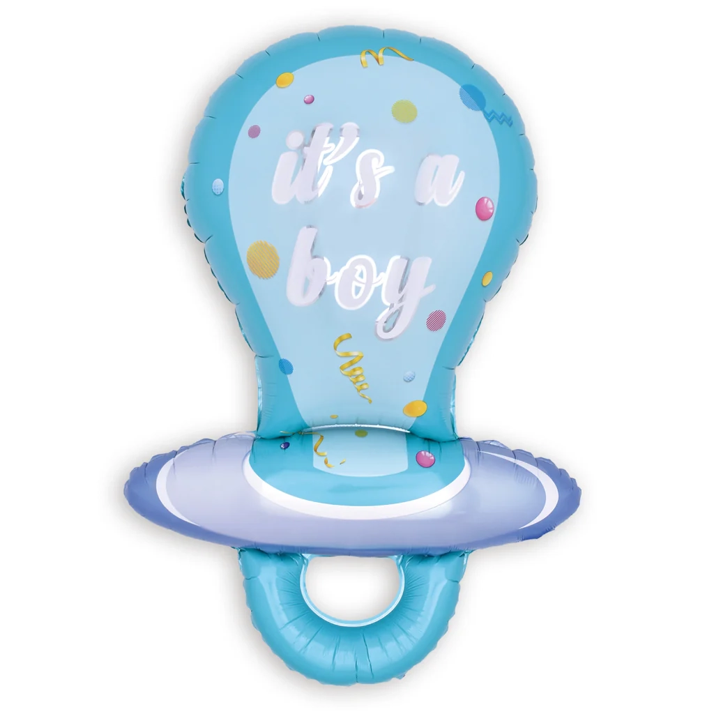 Balon din folie albastru suzetă „It’s a boy”, 58 x 97 cm