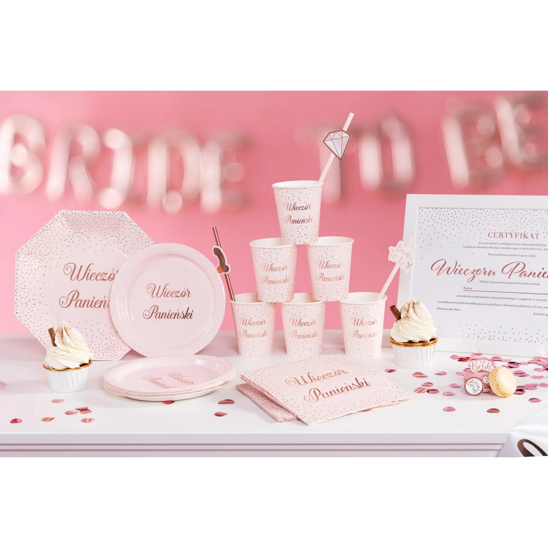 Fólia lufi felirat Bride to Be rózsaarany