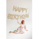 Fólia léggömb felirat Happy Birthday, 340 x 35 cm, bézs Fólia léggömb felirat Happy Birthday, 340 x 35 cm, bézs
