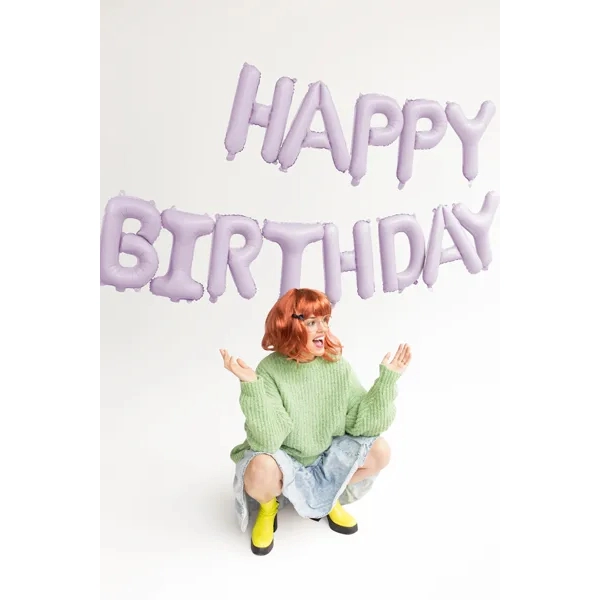 Balon folie cu inscripția Happy Birthday – mov, 35 cm