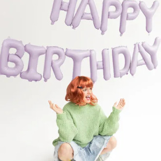 Foliasti balon napis Happy Birthday – vijoličen, 35 cm