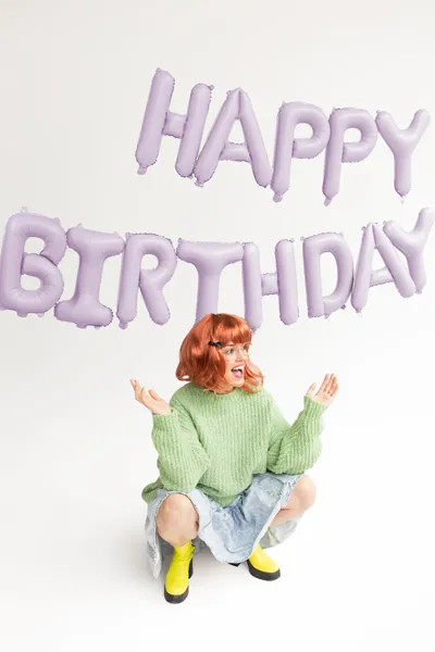 Fólia lufis felirat Happy Birthday – lila, 35 cm Fólia lufis felirat Happy Birthday – lila, 35 cm