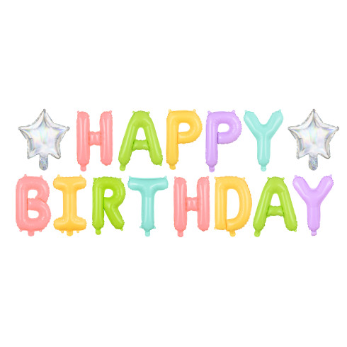 Fólia lufi felirat Happy Birthday – színmix, 35 cm Fólia lufi felirat Happy Birthday – színmix, 35 cm