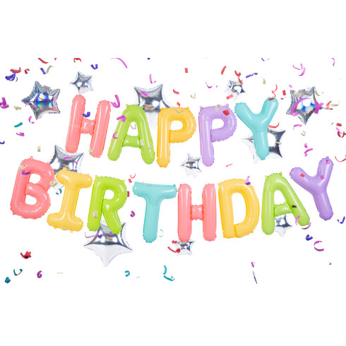 Fólia lufi felirat Happy Birthday – színmix, 35 cm Fólia lufi felirat Happy Birthday – színmix, 35 cm