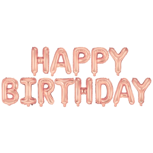 Fólia lufi felirat Happy Birthday – rózsaszín, 40 cm