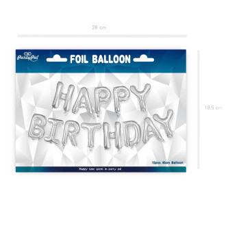 Folijski balon napis HAPPY BIRTHDAY – srebrn