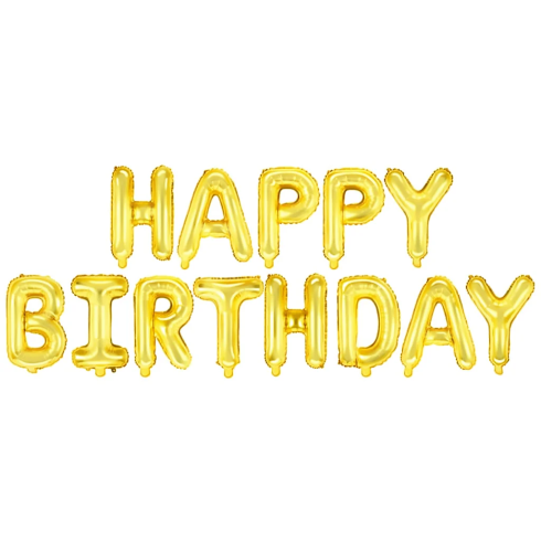 Fólia lufi felirat Happy Birthday – arany, 40 cm Fólia lufi felirat Happy Birthday – arany, 40 cm