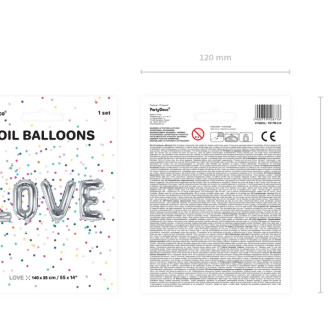 Folični balon napis Love, srebrn, 140 x 35 cm
