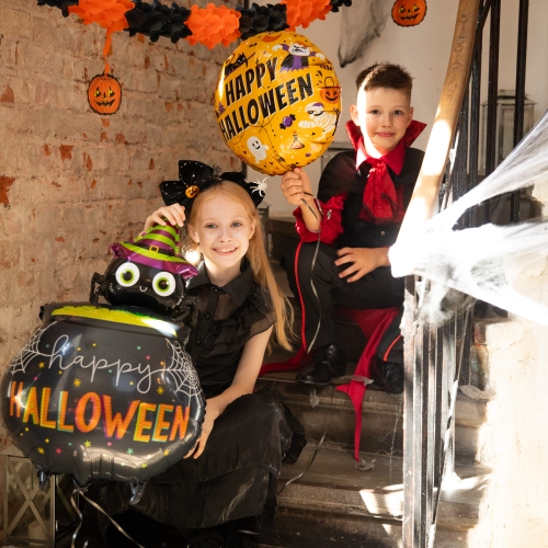 Balon din folie Păianjen și ceaun Halloween 51x79 cm