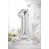 Balon folie autoportant numărul 1, argintiu, 70 cm