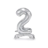 Balon din folie, autoportant, cifră 2, argintiu, 70 cm