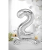 Balon din folie, autoportant, cifră 2, argintiu, 70 cm