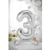Balon folie autoportant cifră 3, argintiu, 70 cm
