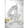 Önállóan álló fólia lufiszám 4, ezüst, 70 cm