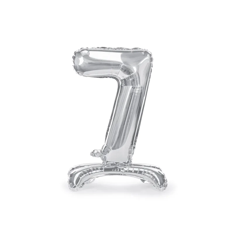 Balon folie autoportant cifră 7, argintiu, 70 cm